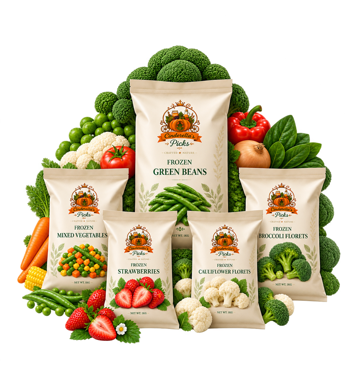 Cinderella's Picks frozen green beans with fresh vegetables